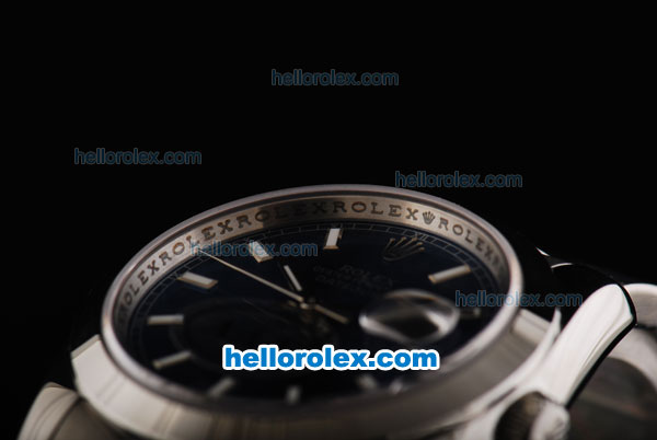 Rolex Datejust Oyster Perpetual Swiss ETA 2836 Automatic Movement Full Steel with Dark Blue Dial and White Stick Markers - Click Image to Close